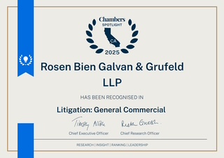 Chambers Spotlight 2025: RBGG has been recognized in Litigation: General Commercial